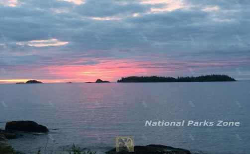Picture of sunrise on Lake Superior seen from Isle Royale National Park