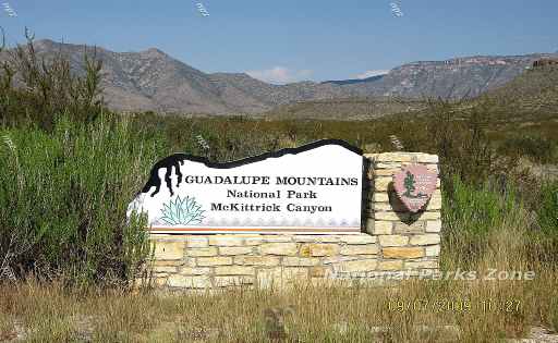 Picture of Guadalupe Mountains National Park sign and scenery