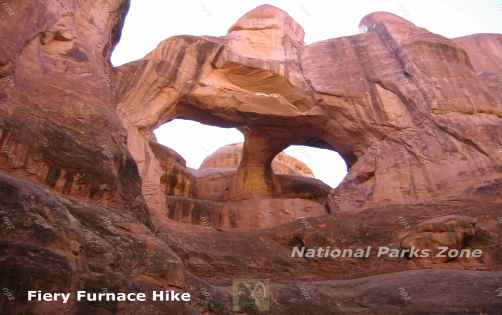 Picture of a double window in the Fiery Furnace in Arches National Park