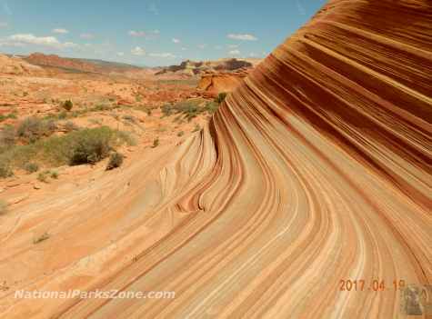 Picture of a finely layered sandstone in Coyote Buttes North (the 'Wave') in the Vermillion Cliffs National Monument