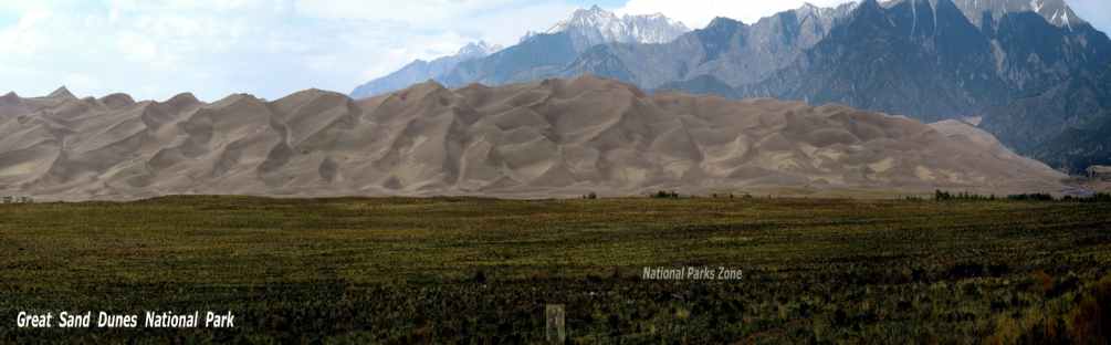 Picture of the end of the thirty-mile long sand dune in Great Sand Dunes National Park