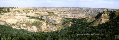 Panoramic view of the badlands of Theodore Roosevelt National Park