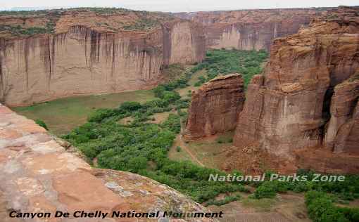 Picture of the view looking down into Canyon De Chelly from the rim of the canyon