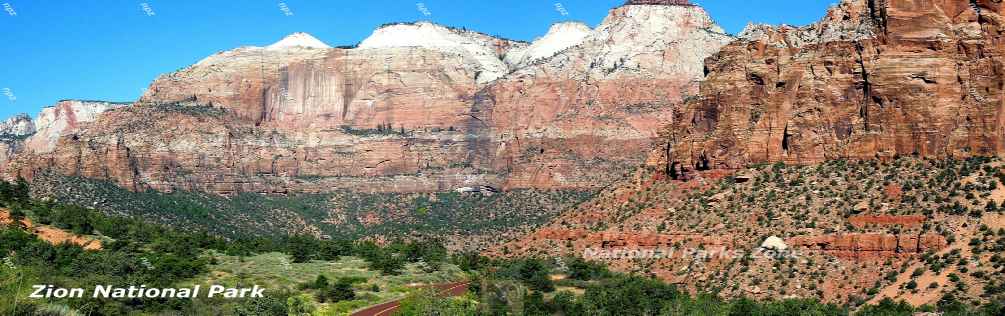 Picture of Zion Canyon as seen from the switchbacks after exiting from the tunnel